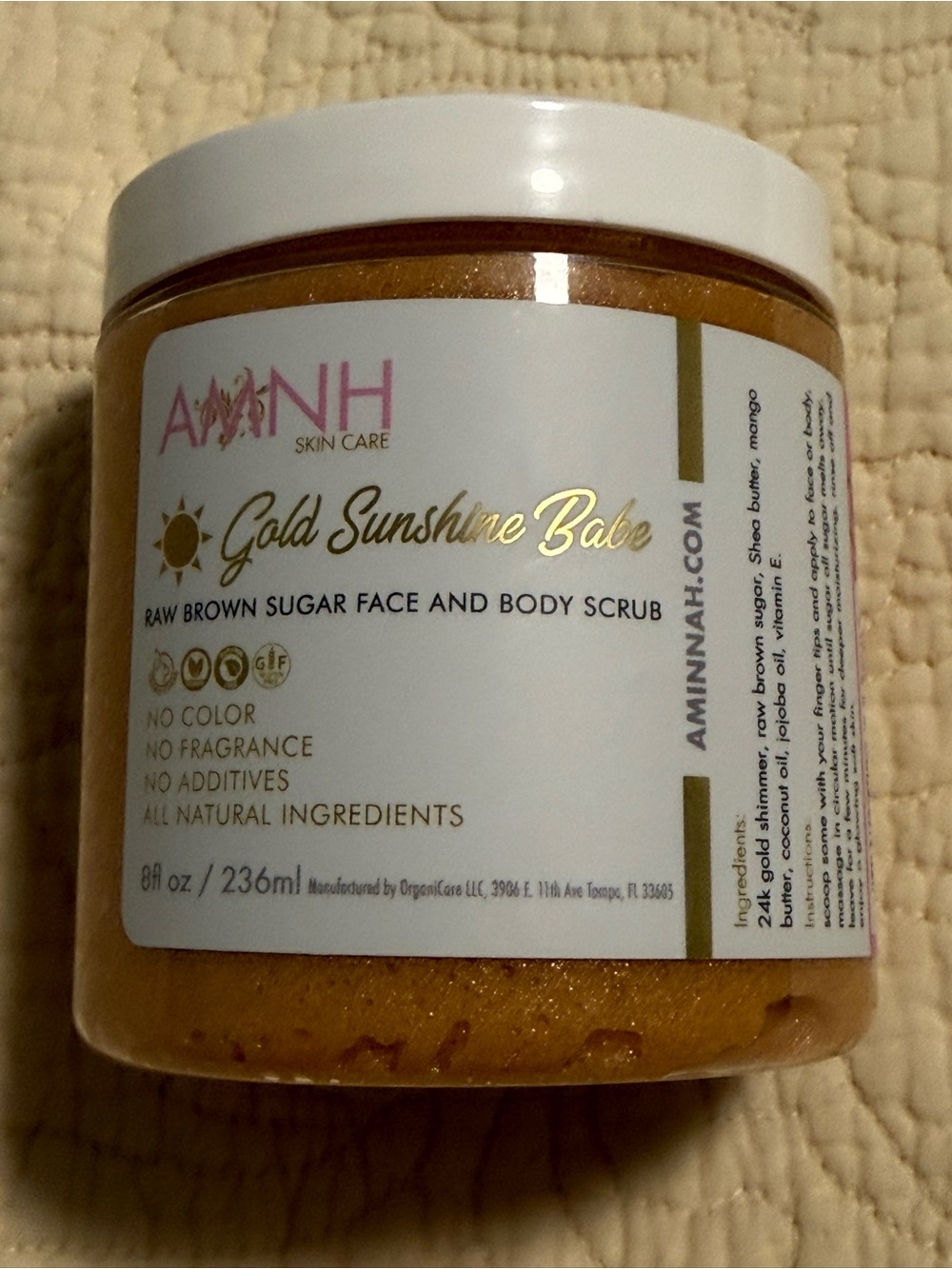 Aminnah “Gold Sunshine Babe” Raw Brown Sugar Face & Body Scrub!
